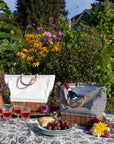 Fabric Cooler Bag - Willow Handle & Base, Striped Fabric