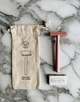 Plastic-free Safety Razor - Includes 5 Blades & Pouch
