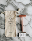 Plastic-free Safety Razor - Includes 5 Blades & Pouch