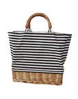 Fabric Cooler Bag - Willow Handle & Base, Striped Fabric