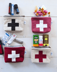 First Aid Kit Bag (mini) - Zipper Pouch - Army Green & Pink