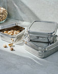Stainless Steal Tiffin Lunch Box (square trio)